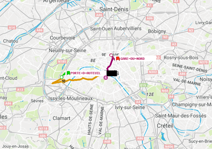 plan itinéraire ratp de Porte d