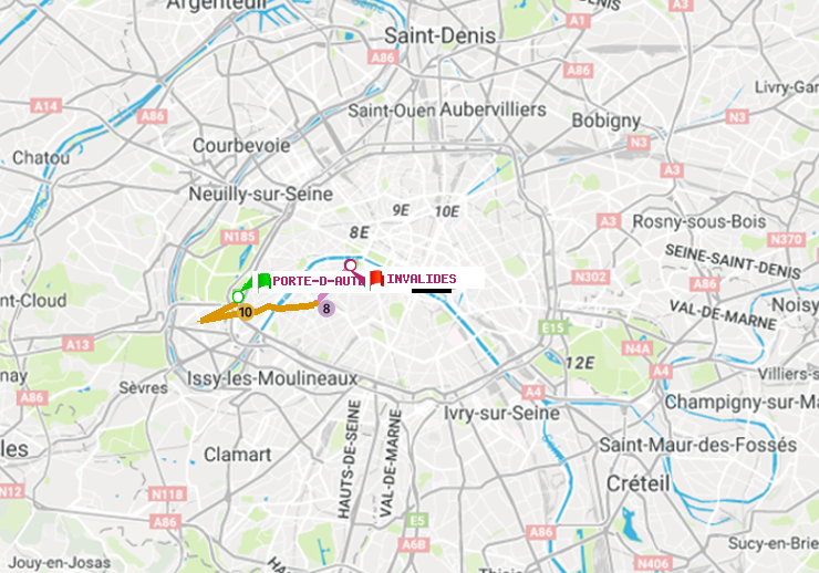plan itinéraire ratp de Porte d