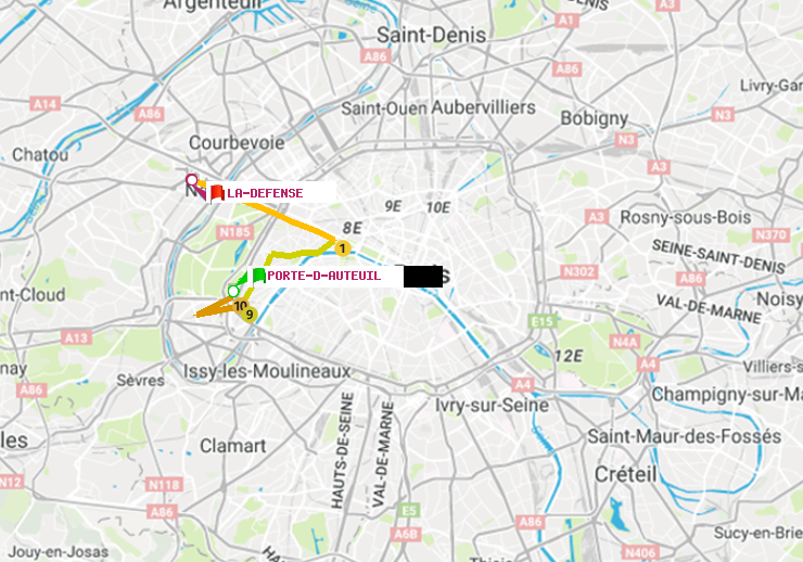 plan itinéraire ratp de Porte d