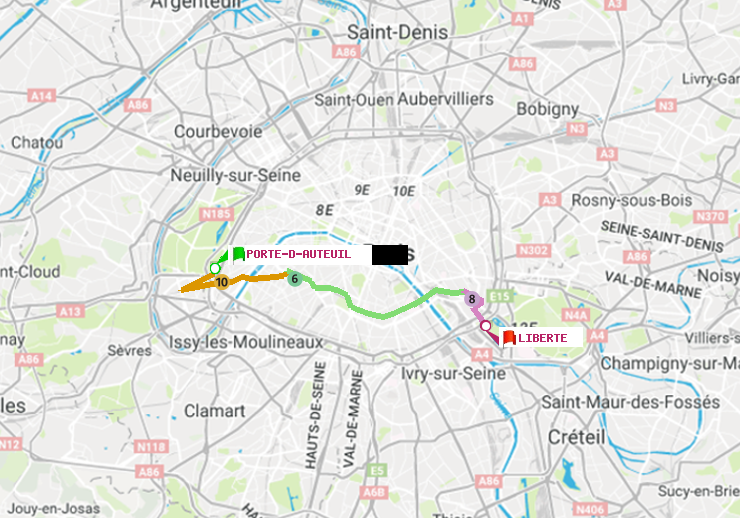 plan itinéraire ratp de Porte d
