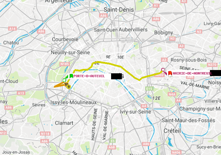 plan itinéraire ratp de Porte d