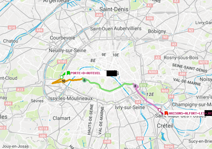 plan itinéraire ratp de Porte d