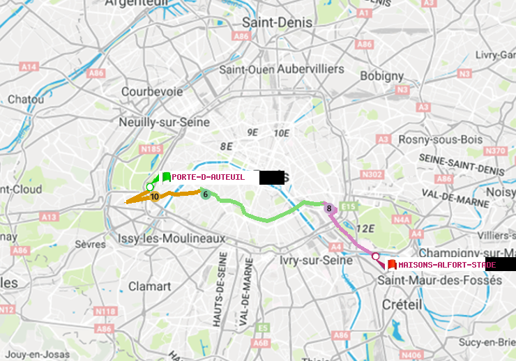plan itinéraire ratp de Porte d
