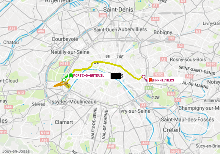 plan itinéraire ratp de Porte d