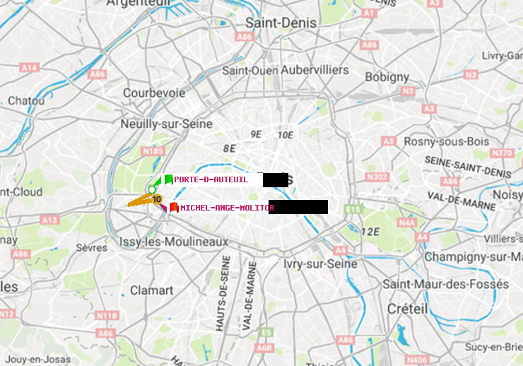 plan itinéraire ratp de Porte d