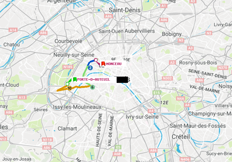 plan itinéraire ratp de Porte d