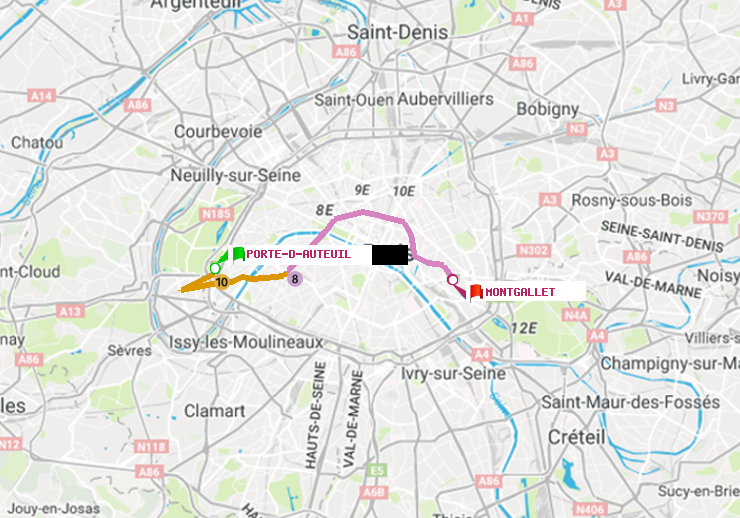 plan itinéraire ratp de Porte d