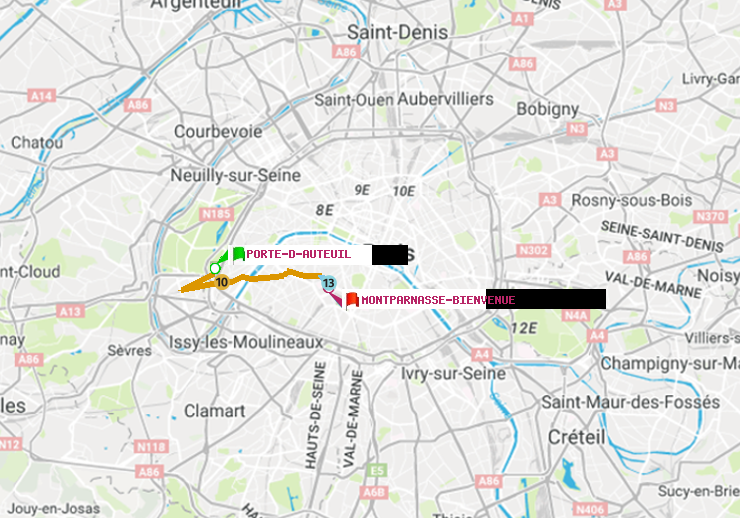 plan itinéraire ratp de Porte d