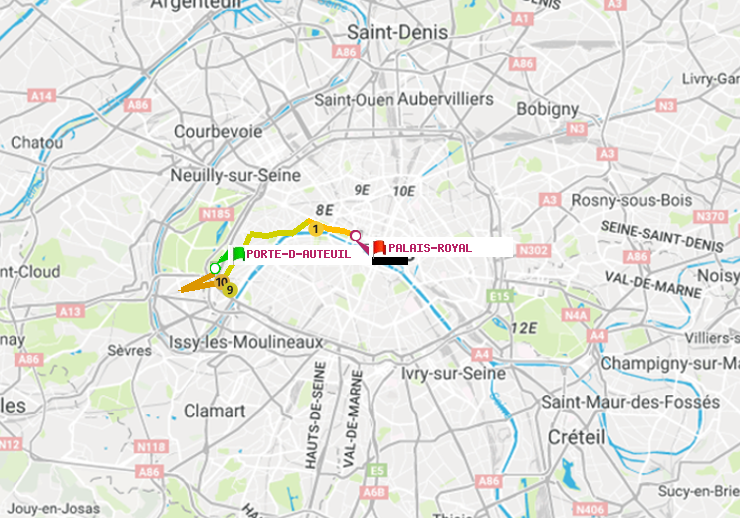 plan itinéraire ratp de Porte d