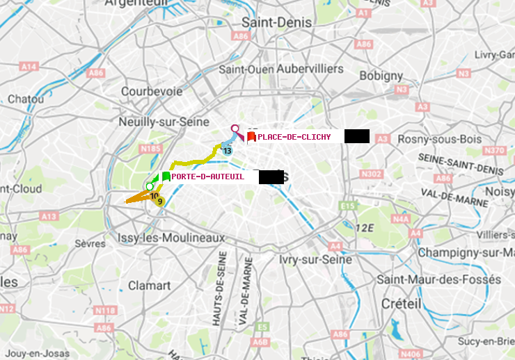 plan itinéraire ratp de Porte d