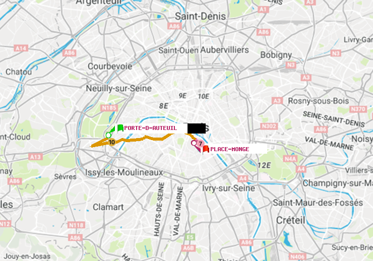 plan itinéraire ratp de Porte d
