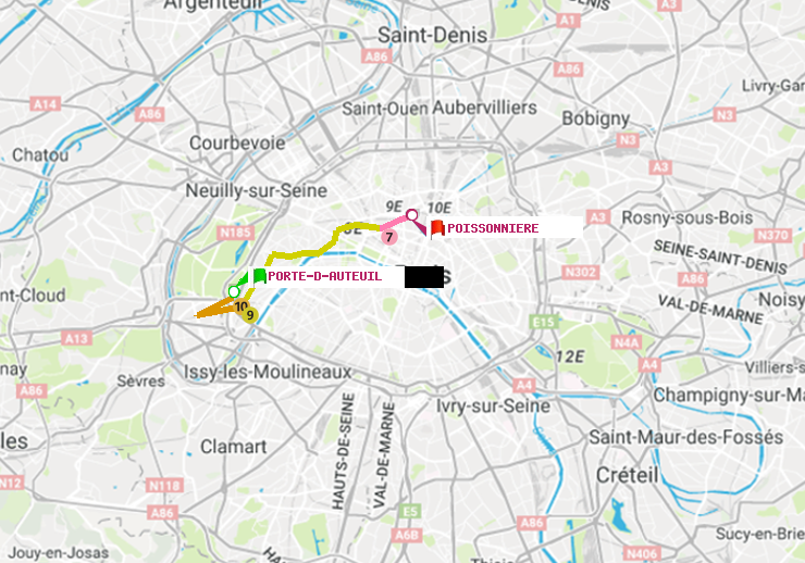 plan itinéraire ratp de Porte d