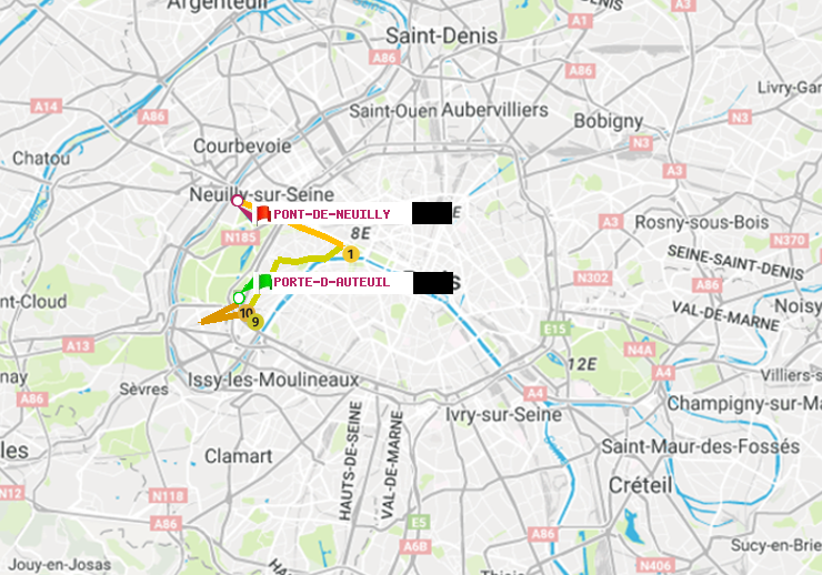 plan itinéraire ratp de Porte d