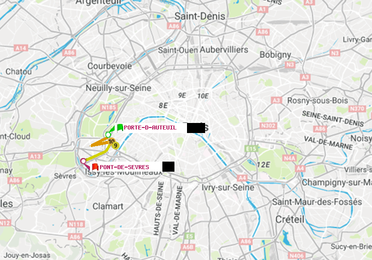 plan itinéraire ratp de Porte d