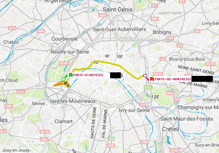 plan itinéraire ratp de Porte d