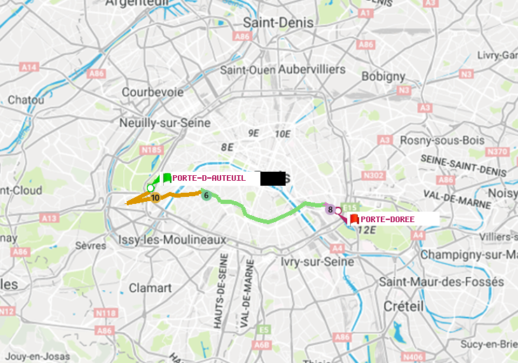 plan itinéraire ratp de Porte d