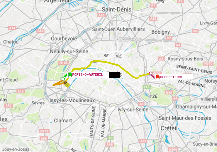 plan itinéraire ratp de Porte d