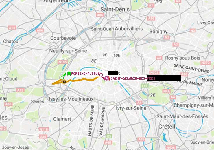 plan itinéraire ratp de Porte d