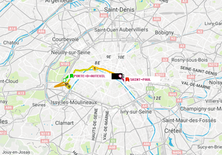 plan itinéraire ratp de Porte d