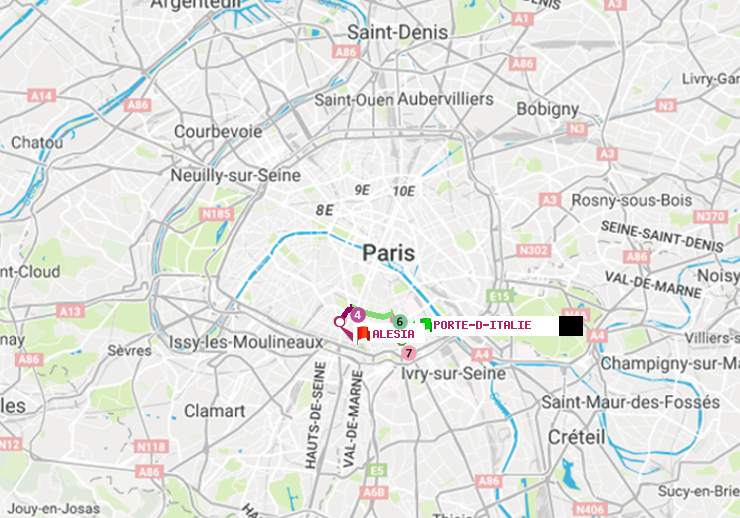 plan itinéraire ratp de Porte d