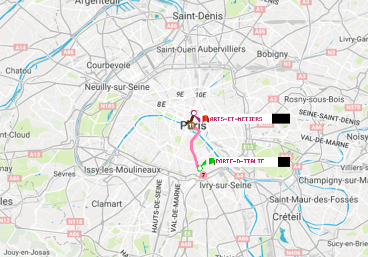 plan itinéraire ratp de Porte d