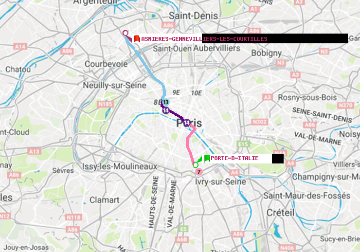 plan itinéraire ratp de Porte d