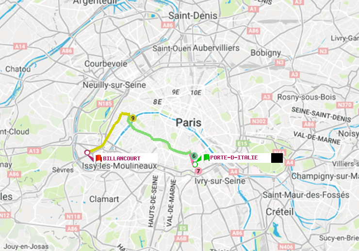 plan itinéraire ratp de Porte d