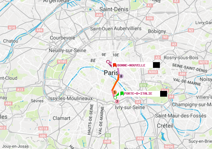 plan itinéraire ratp de Porte d