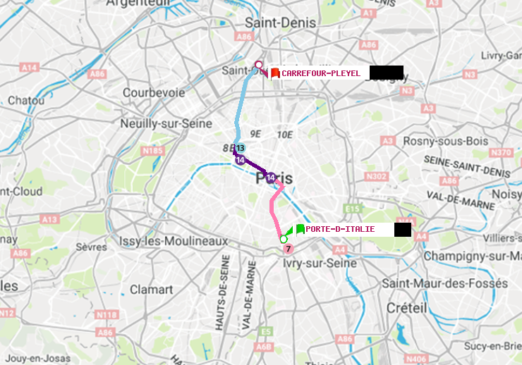plan itinéraire ratp de Porte d