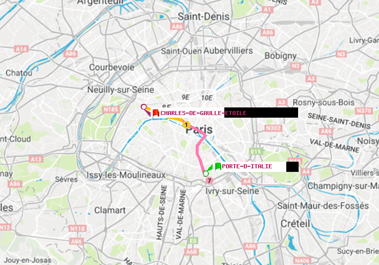 plan itinéraire ratp de Porte d