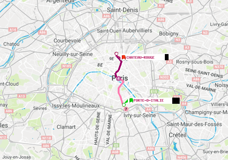plan itinéraire ratp de Porte d