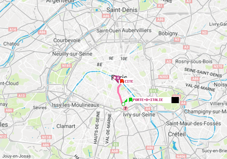 plan itinéraire ratp de Porte d