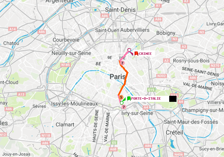 plan itinéraire ratp de Porte d