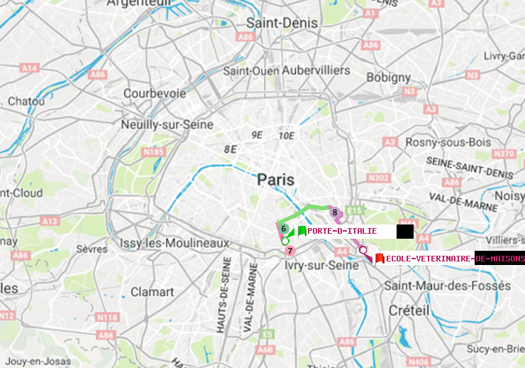plan itinéraire ratp de Porte d