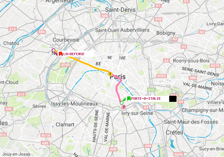 plan itinéraire ratp de Porte d