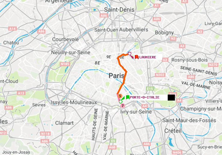 plan itinéraire ratp de Porte d