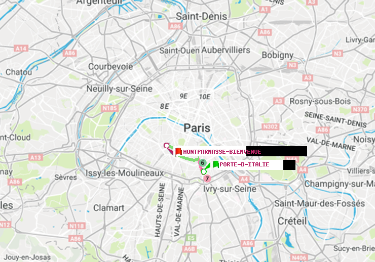 plan itinéraire ratp de Porte d