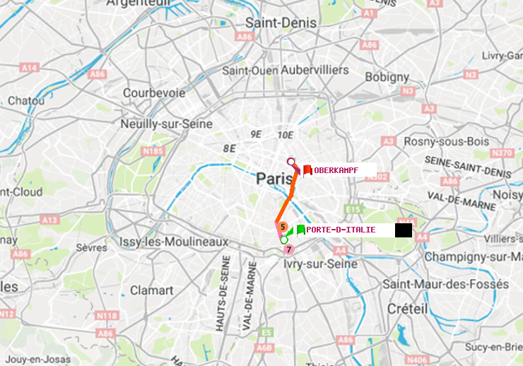 plan itinéraire ratp de Porte d