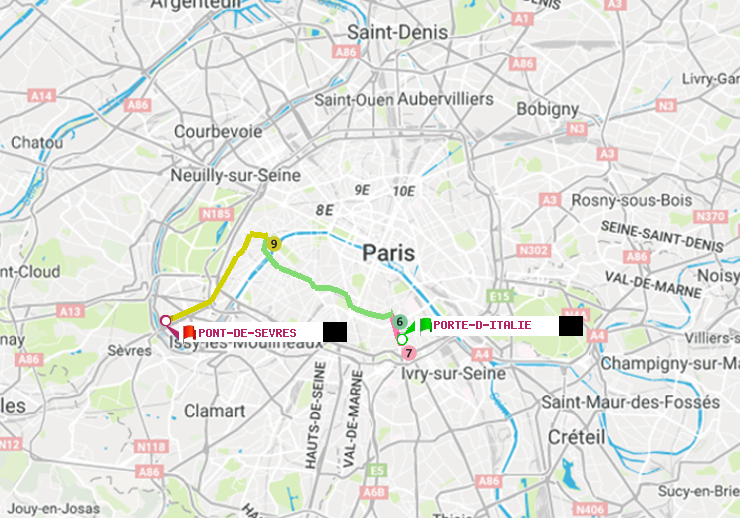 plan itinéraire ratp de Porte d