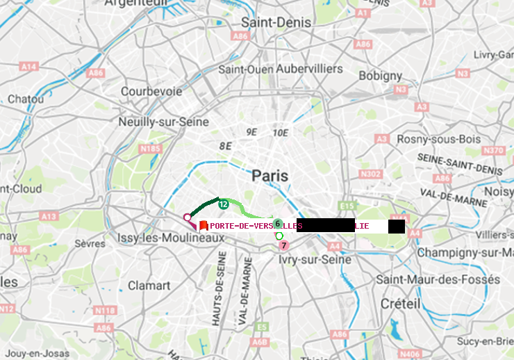 plan itinéraire ratp de Porte d