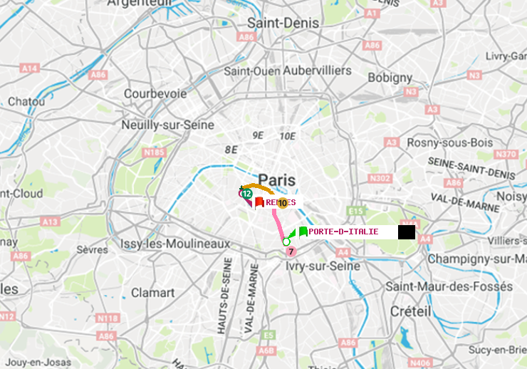 plan itinéraire ratp de Porte d