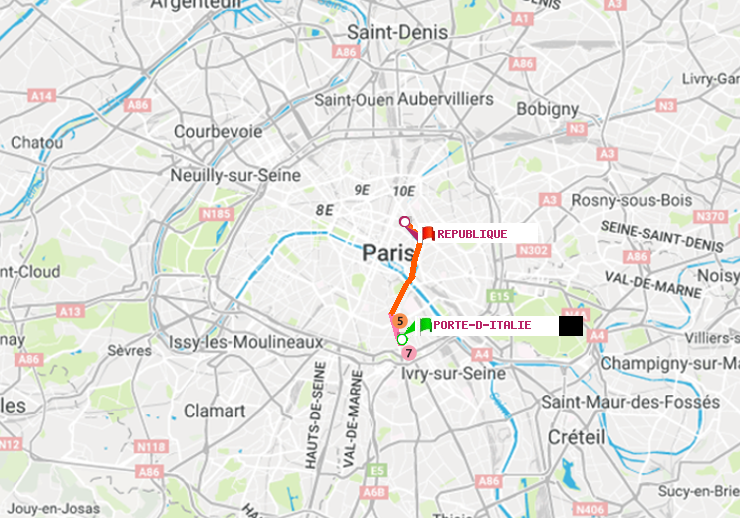 plan itinéraire ratp de Porte d
