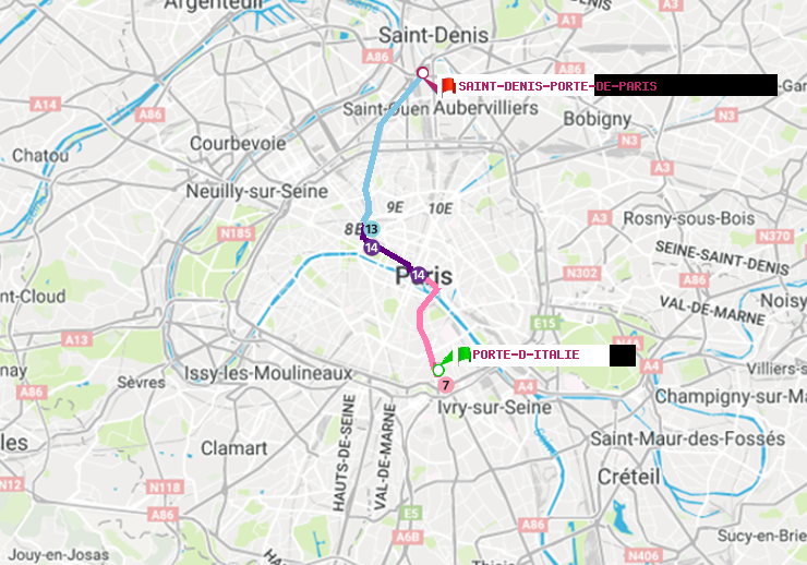 plan itinéraire ratp de Porte d
