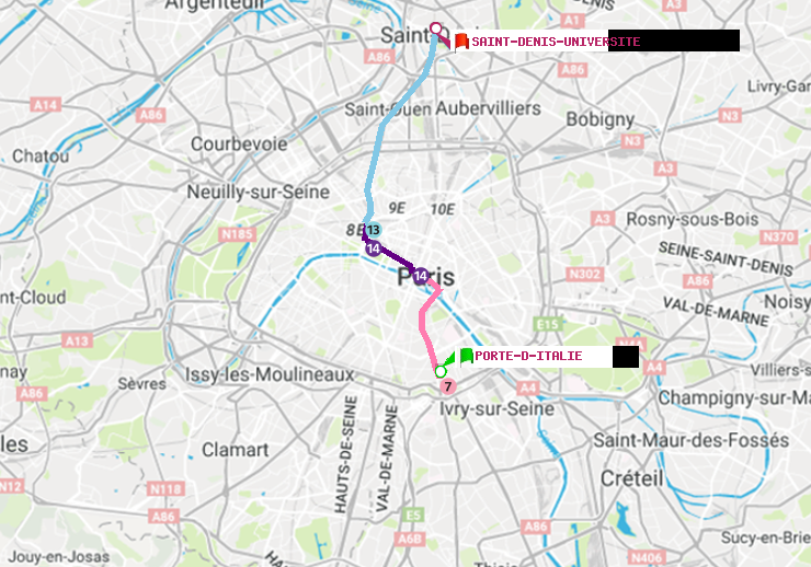 plan itinéraire ratp de Porte d