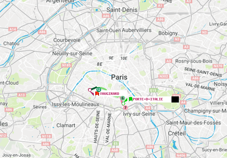 plan itinéraire ratp de Porte d