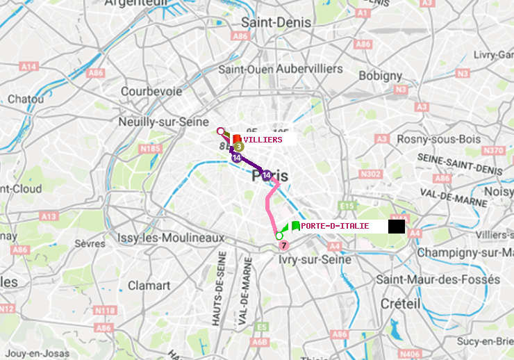 plan itinéraire ratp de Porte d