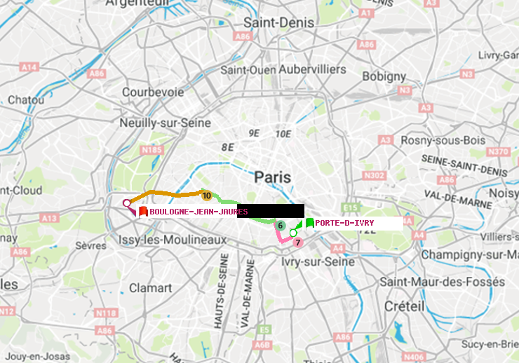 plan itinéraire ratp de Porte d