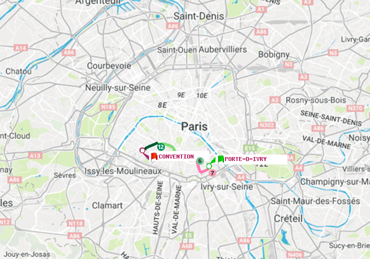 plan itinéraire ratp de Porte d