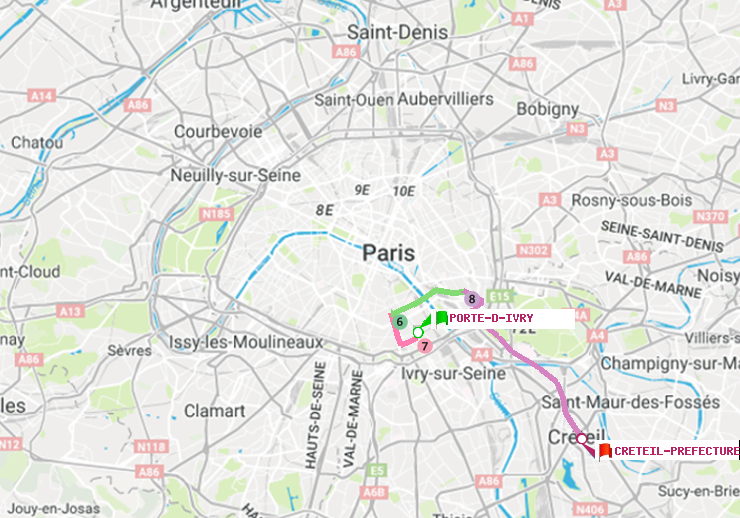 plan itinéraire ratp de Porte d