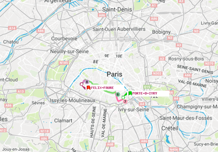 plan itinéraire ratp de Porte d